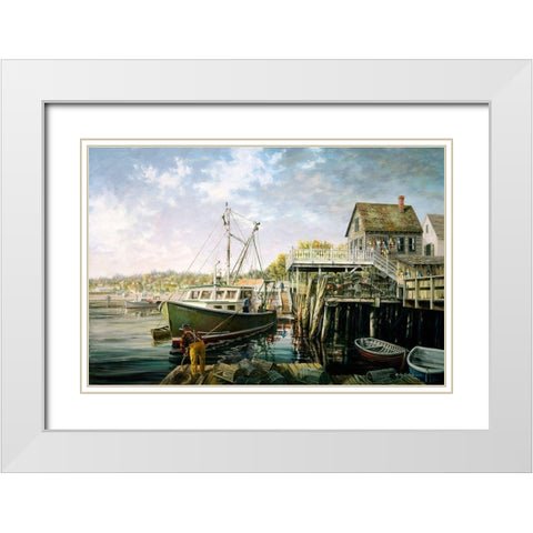 Snug Harbor White Modern Wood Framed Art Print with Double Matting by Boehme, Nicky