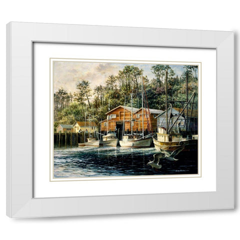 Fishes Fiercest Foursome White Modern Wood Framed Art Print with Double Matting by Boehme, Nicky