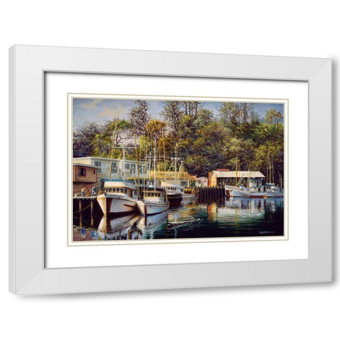 Lets Go Fishing White Modern Wood Framed Art Print with Double Matting by Boehme, Nicky