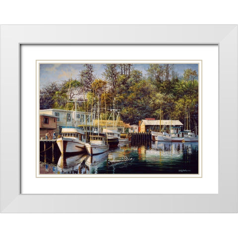Lets Go Fishing White Modern Wood Framed Art Print with Double Matting by Boehme, Nicky