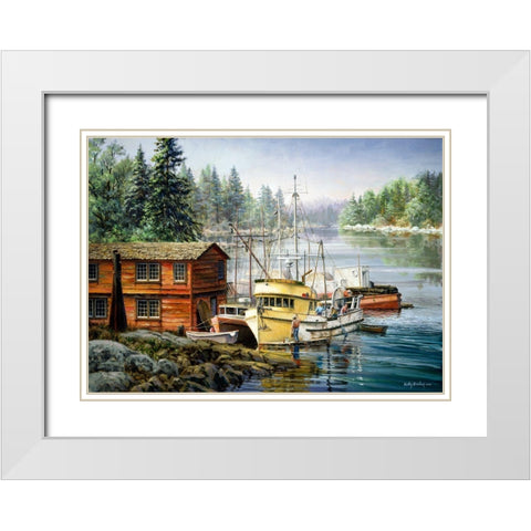 Spruced And Spry White Modern Wood Framed Art Print with Double Matting by Boehme, Nicky
