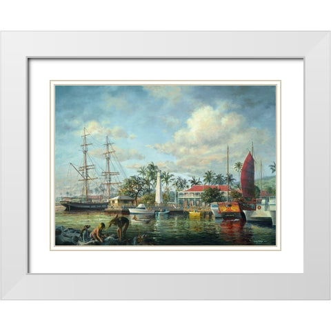 Lahaina Waterfront-Maui White Modern Wood Framed Art Print with Double Matting by Boehme, Nicky