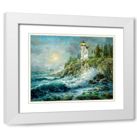 Bass Harbor Lighthouse White Modern Wood Framed Art Print with Double Matting by Boehme, Nicky