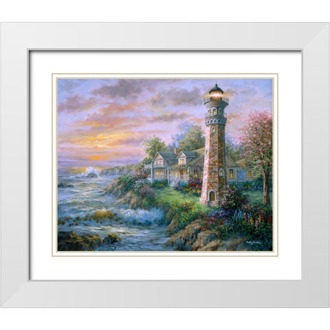 Lighthouse Haven 2 White Modern Wood Framed Art Print with Double Matting by Boehme, Nicky