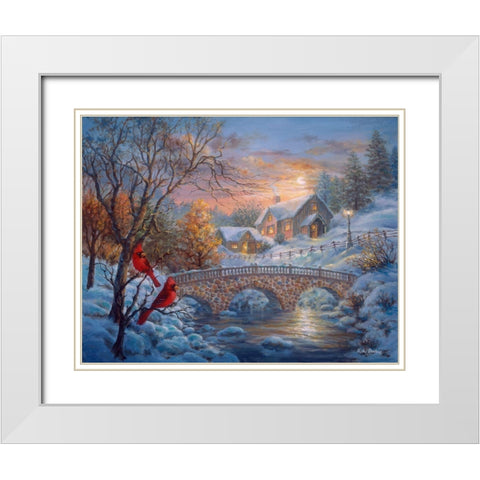Winter Sunset White Modern Wood Framed Art Print with Double Matting by Boehme, Nicky