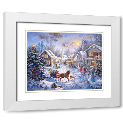 Merry Christmas White Modern Wood Framed Art Print with Double Matting by Boehme, Nicky