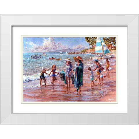 On The Beach White Modern Wood Framed Art Print with Double Matting by Boehme, Nicky