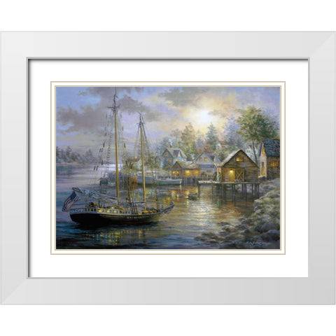 Harbor Town White Modern Wood Framed Art Print with Double Matting by Boehme, Nicky
