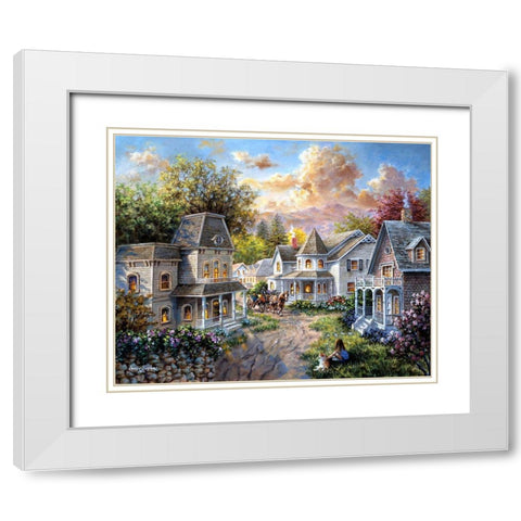 Main Street Along A Country Village  White Modern Wood Framed Art Print with Double Matting by Boehme, Nicky