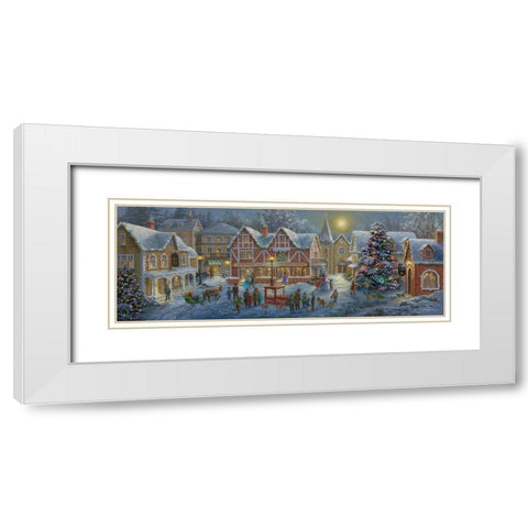 Christmas Village Panoramic White Modern Wood Framed Art Print with Double Matting by Boehme, Nicky