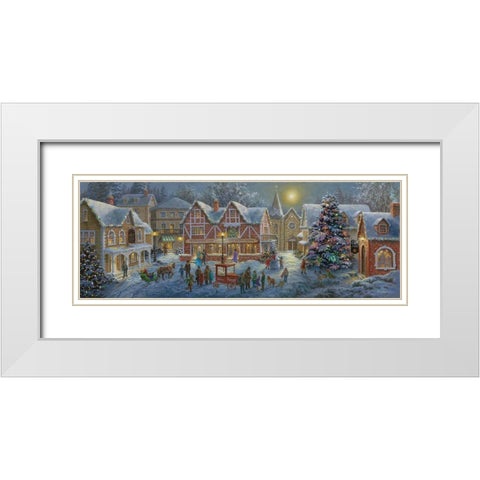 Christmas Village Panoramic White Modern Wood Framed Art Print with Double Matting by Boehme, Nicky