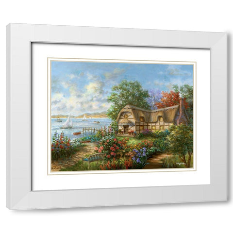 Seacove Cottage White Modern Wood Framed Art Print with Double Matting by Boehme, Nicky