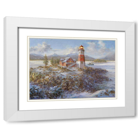 Lighthouse Bluff White Modern Wood Framed Art Print with Double Matting by Boehme, Nicky