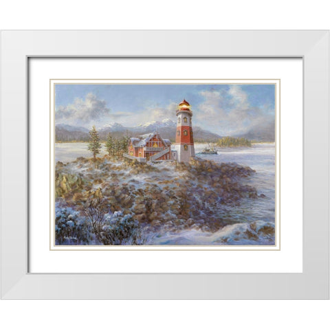 Lighthouse Bluff White Modern Wood Framed Art Print with Double Matting by Boehme, Nicky