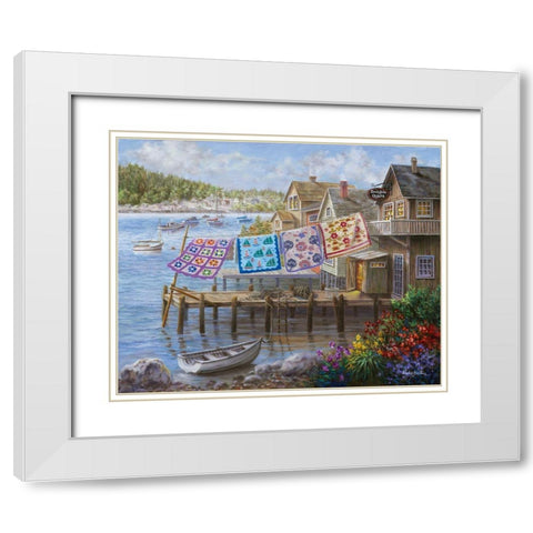 Dock Side Quilts White Modern Wood Framed Art Print with Double Matting by Boehme, Nicky