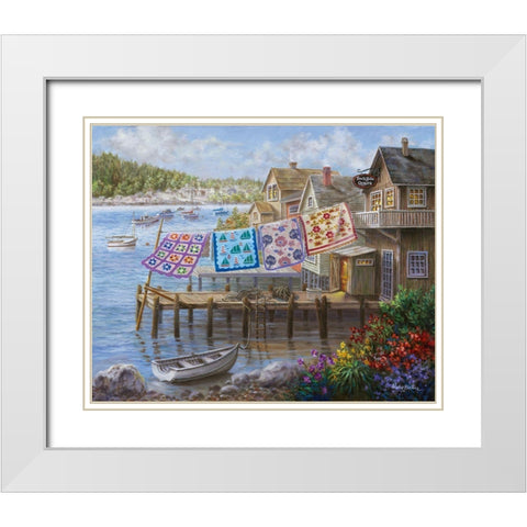 Dock Side Quilts White Modern Wood Framed Art Print with Double Matting by Boehme, Nicky