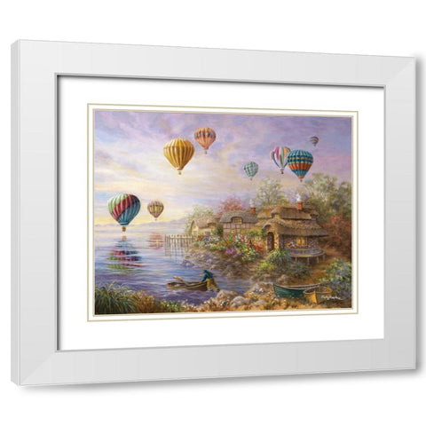 Air Balloons over Cottageville White Modern Wood Framed Art Print with Double Matting by Boehme, Nicky
