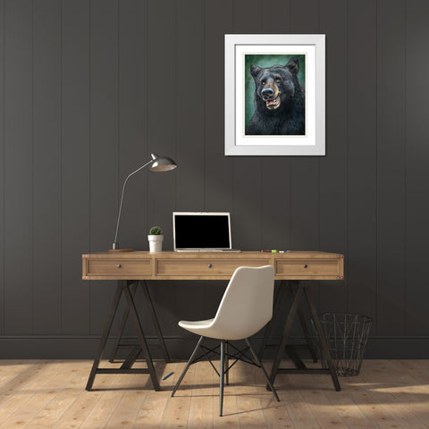 Black Bear Totem White Modern Wood Framed Art Print with Double Matting by LaMontagne, Patrick