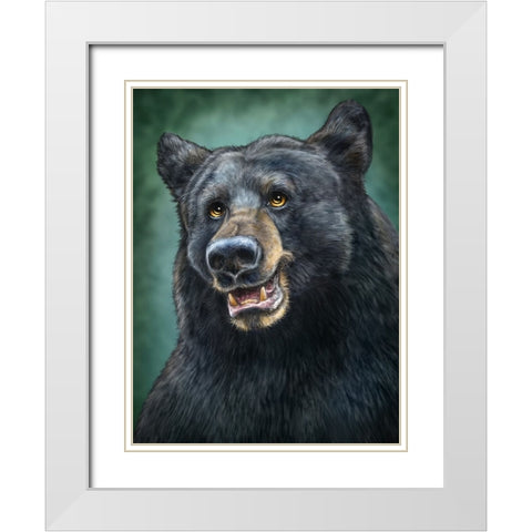 Black Bear Totem White Modern Wood Framed Art Print with Double Matting by LaMontagne, Patrick