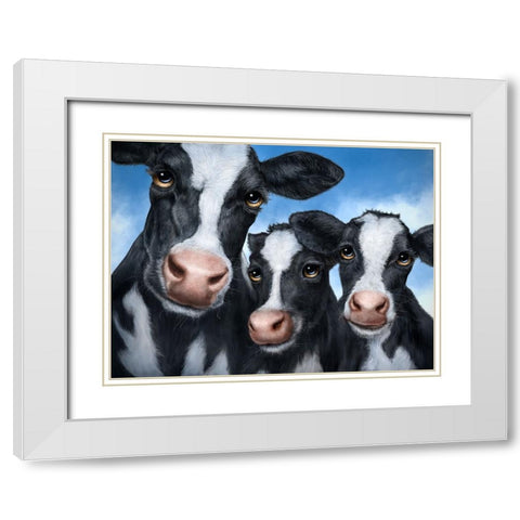Cows White Modern Wood Framed Art Print with Double Matting by LaMontagne, Patrick