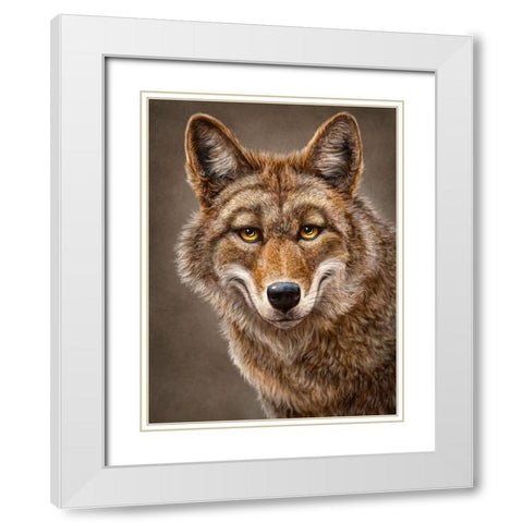 Coyote Totem White Modern Wood Framed Art Print with Double Matting by LaMontagne, Patrick