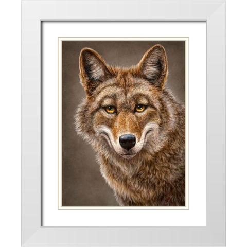 Coyote Totem White Modern Wood Framed Art Print with Double Matting by LaMontagne, Patrick