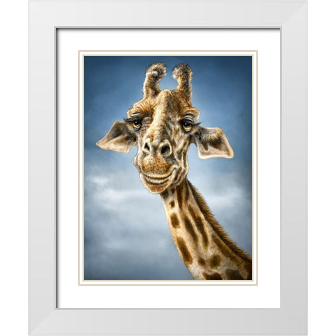 Giraffe Totem White Modern Wood Framed Art Print with Double Matting by LaMontagne, Patrick