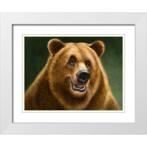 Grizzly Totem White Modern Wood Framed Art Print with Double Matting by LaMontagne, Patrick