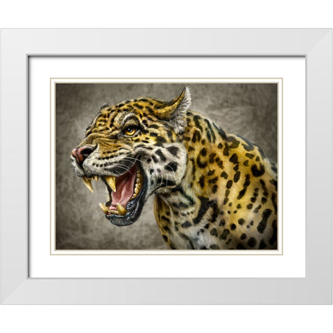 Jaguar Totem White Modern Wood Framed Art Print with Double Matting by LaMontagne, Patrick