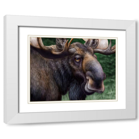 Moose Totem White Modern Wood Framed Art Print with Double Matting by LaMontagne, Patrick