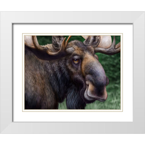 Moose Totem White Modern Wood Framed Art Print with Double Matting by LaMontagne, Patrick