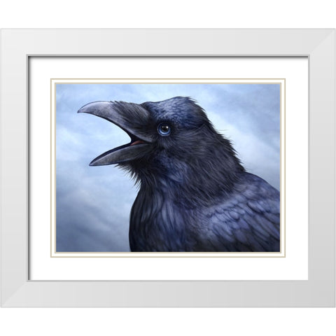 Raven Totem White Modern Wood Framed Art Print with Double Matting by LaMontagne, Patrick