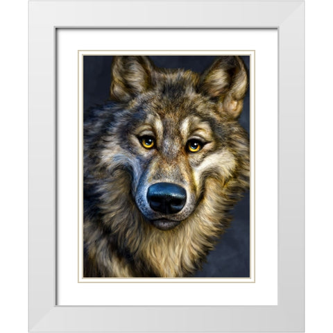 Wolf Totem White Modern Wood Framed Art Print with Double Matting by LaMontagne, Patrick
