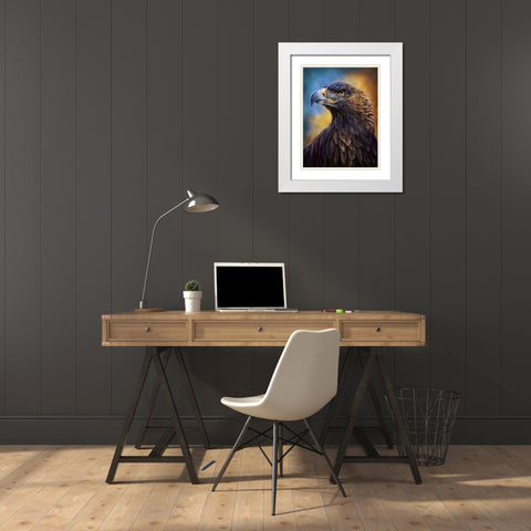 Golden Eagle White Modern Wood Framed Art Print with Double Matting by LaMontagne, Patrick