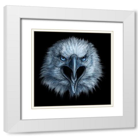 Eagle Face White Modern Wood Framed Art Print with Double Matting by LaMontagne, Patrick