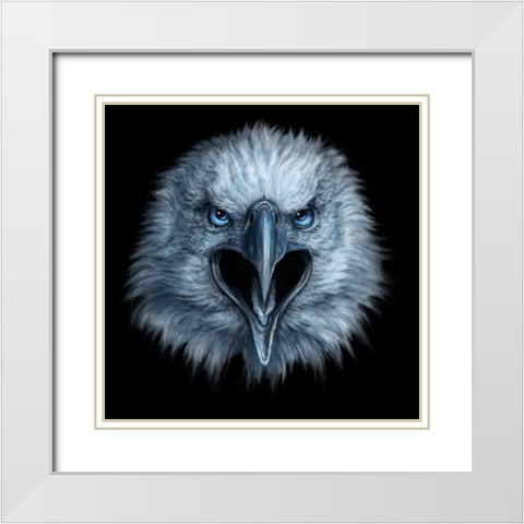 Eagle Face White Modern Wood Framed Art Print with Double Matting by LaMontagne, Patrick