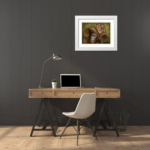 Happy Baby White Modern Wood Framed Art Print with Double Matting by LaMontagne, Patrick