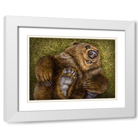 Happy Baby White Modern Wood Framed Art Print with Double Matting by LaMontagne, Patrick