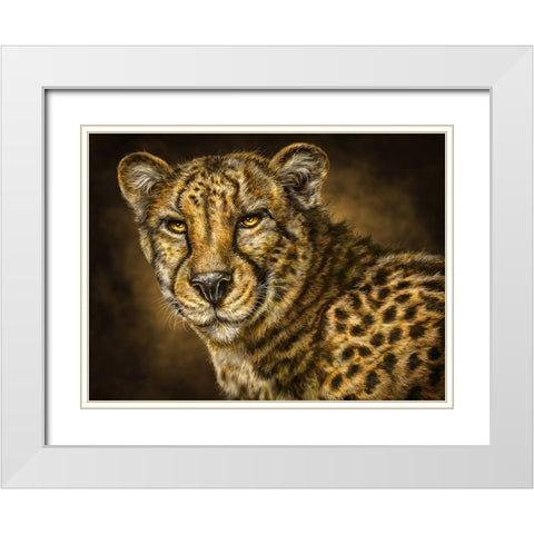 Cheetah White Modern Wood Framed Art Print with Double Matting by LaMontagne, Patrick