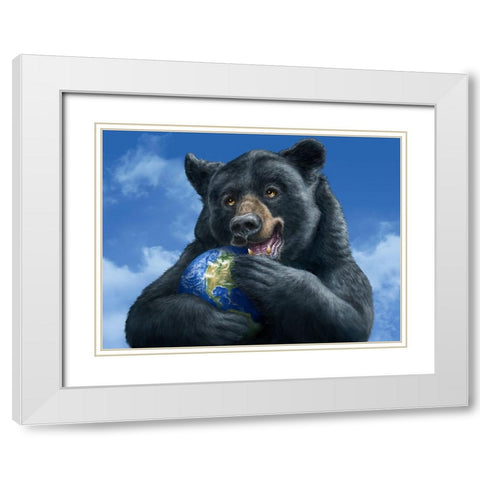 Bear Hug White Modern Wood Framed Art Print with Double Matting by LaMontagne, Patrick