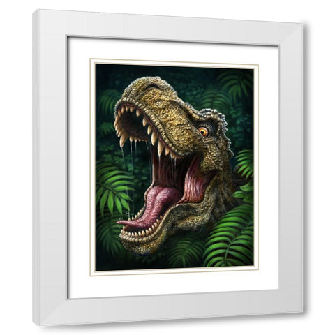 TRex White Modern Wood Framed Art Print with Double Matting by LaMontagne, Patrick