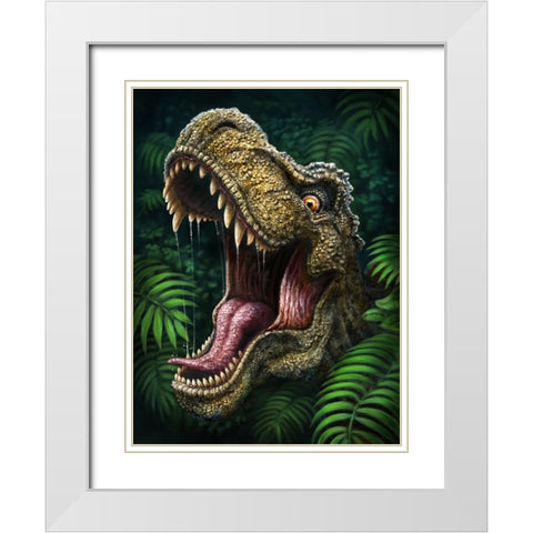 TRex White Modern Wood Framed Art Print with Double Matting by LaMontagne, Patrick