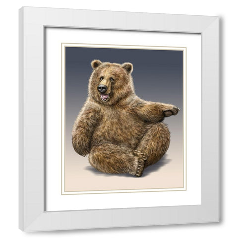 Goofy Grizzly White Modern Wood Framed Art Print with Double Matting by LaMontagne, Patrick