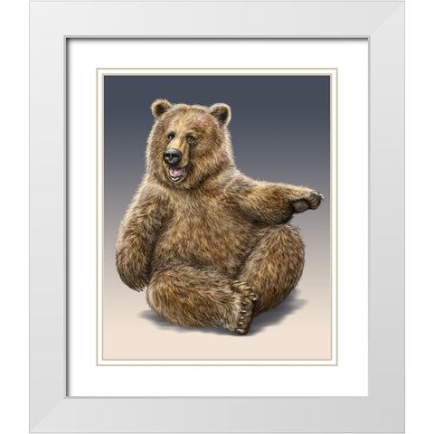 Goofy Grizzly White Modern Wood Framed Art Print with Double Matting by LaMontagne, Patrick