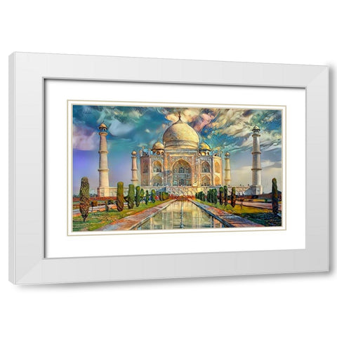 Agra Uttar Pradesh India Taj Mahal White Modern Wood Framed Art Print with Double Matting by Gavidia, Pedro