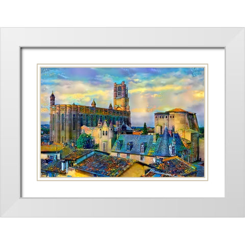 Albi France Cathedral Basilica of Saint Cecilia White Modern Wood Framed Art Print with Double Matting by Gavidia, Pedro