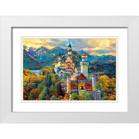 Baviera Fussen Germany Neuschwanstein castle White Modern Wood Framed Art Print with Double Matting by Gavidia, Pedro
