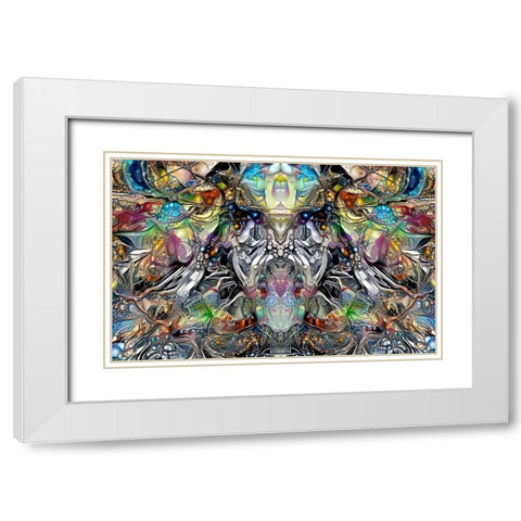 Enigmatic Faces White Modern Wood Framed Art Print with Double Matting by Gavidia, Pedro