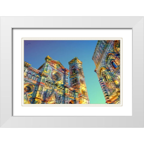 Florence Italy Cathedral of Saint Mary of the Flower Ver2 White Modern Wood Framed Art Print with Double Matting by Gavidia, Pedro