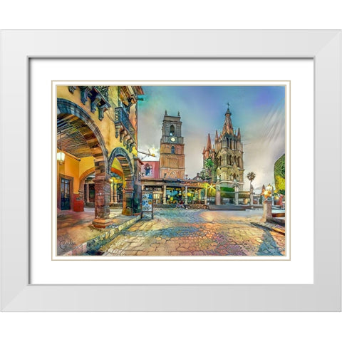 Guanajuato Mexico San Miguel de Allende White Modern Wood Framed Art Print with Double Matting by Gavidia, Pedro